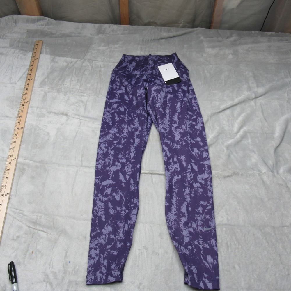 Nike Leggings Womens XS Purple Dri-Fit Abstract Print High Waisted $70 NEW‎